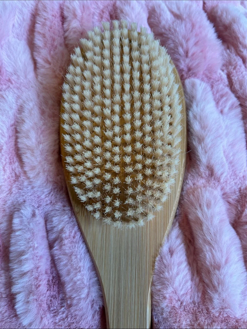 Bath Body Brush with soft Nylon Bristles & Long Bamboo Handle & Rope to Hang;NWT